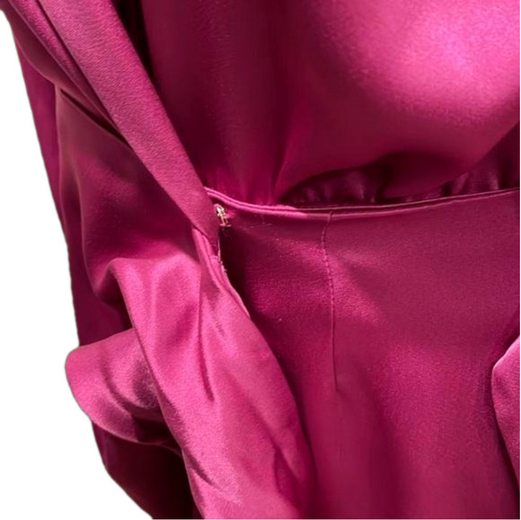 Nanushka Satin Wrap Dress S – Fuchsia Pink EUC, Elegant Belted Silhouette - Picture 8 of 12